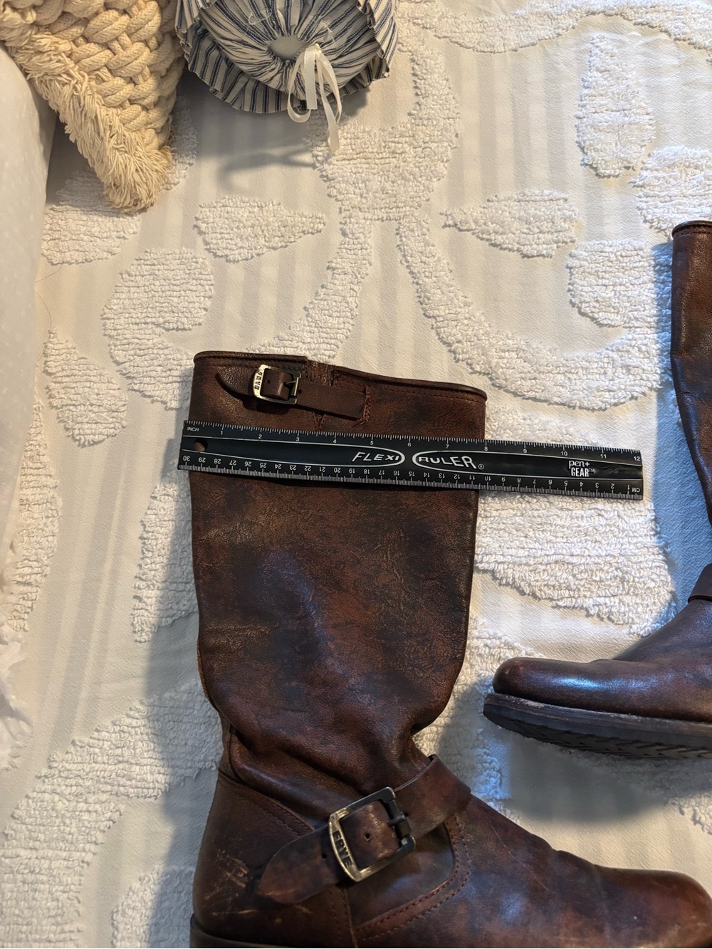 Frye Brown Suede-Lined Leather Boots Size 8 - Picture 3 of 15